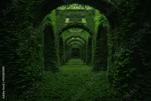 Ancient ruins overgrown with lush greenery, ancient ruins, historical mystery