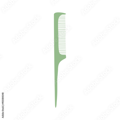Flat vector illustration with hair care isolated object: hair dressing table comb, dresser comb for hair, mustache, beard. Hand-drawn funny hair styling grooming comb