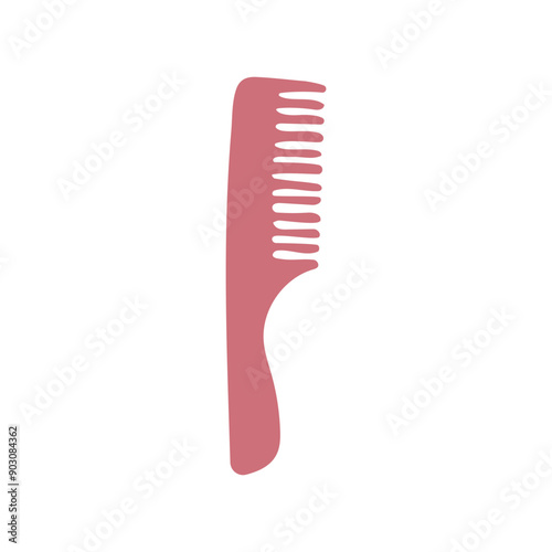 Flat vector illustration with hair care isolated object: hair dressing table comb, dresser comb for hair, mustache, beard. Hand-drawn funny hair styling grooming comb