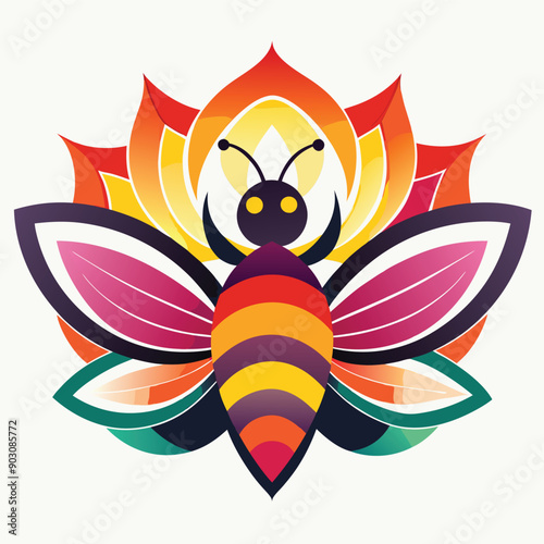 A vibrant and eye catching leaf bee logo design vector download