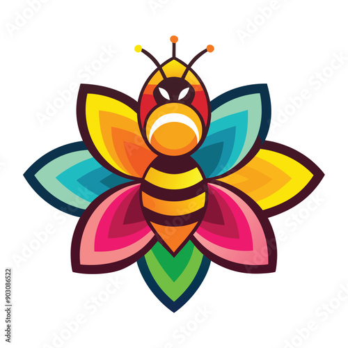 A vibrant and eye catching leaf bee logo design vector download