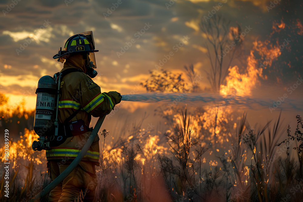 firefighter putting out a fire