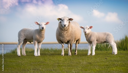 two sheep with lambs at abcoude the netherlands 5 5 2024 photo