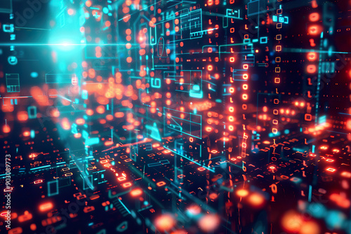 Wallpaper Mural A computer generated image of a bright orange and blue line with a lot of dots. Torontodigital.ca