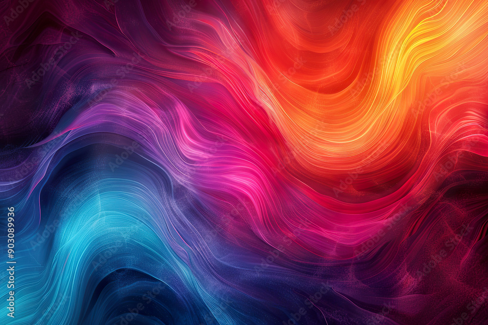 Fototapeta premium A colorful, abstract painting with a blue, red, and yellow line.