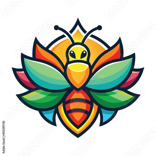 A vibrant and eye catching leaf bee logo design vector download