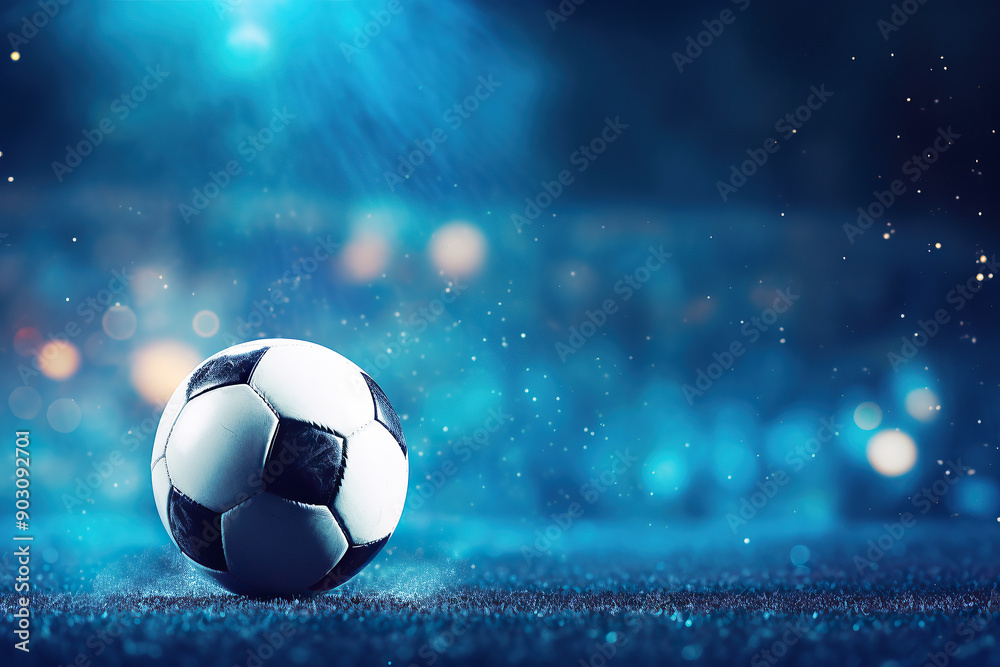 Naklejka premium generated illustration of soccer ball against a bokeh background