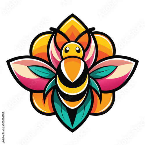 A vibrant and eye catching leaf bee logo design vector download