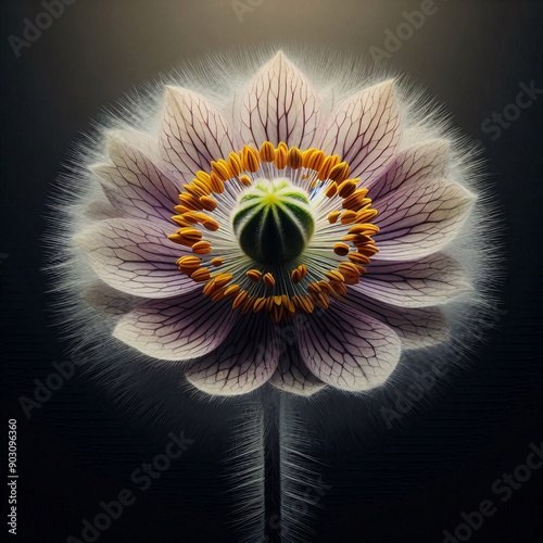 beautiful fluffy flower close-up, gerbera, dahlia, chrysanthemum, wild rare flower
