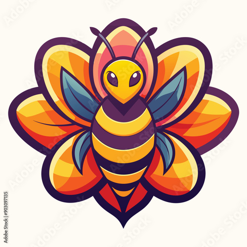 A vibrant and eye catching leaf bee logo design vector download