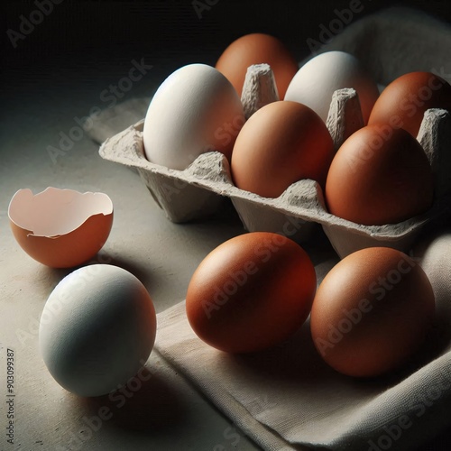chicken eggs in carton
