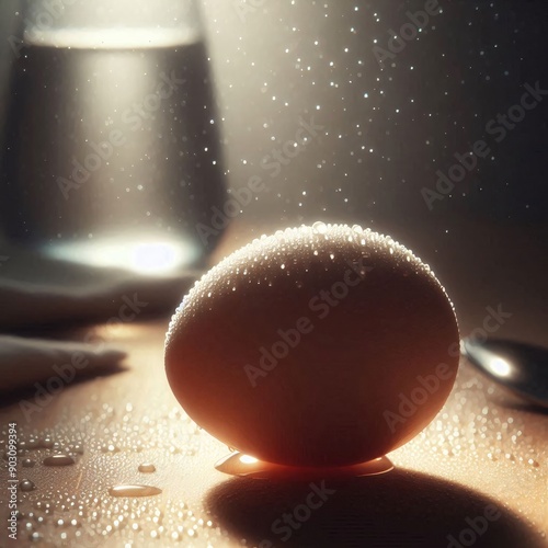 chicken egg on the table