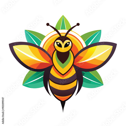 A vibrant and eye catching leaf bee logo design vector download