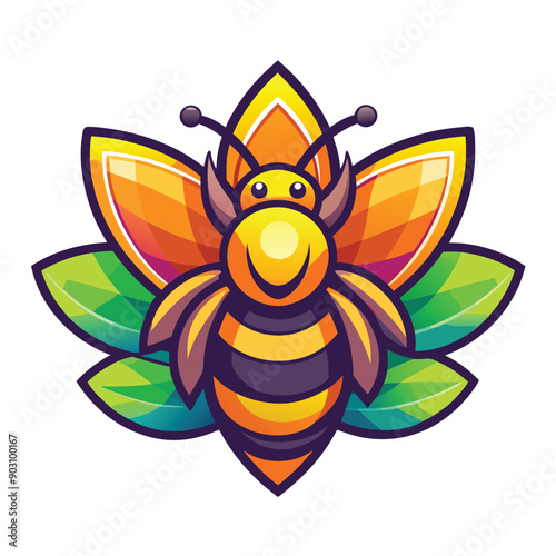 A vibrant and eye catching leaf bee logo design vector download