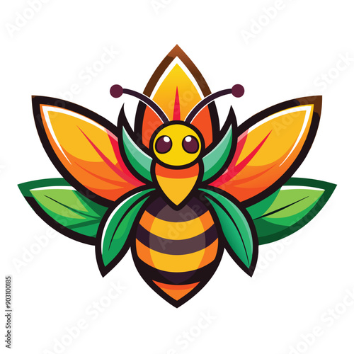 A vibrant and eye catching leaf bee logo design vector download