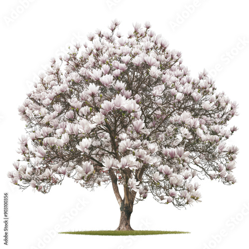 Beautiful Magnolia Tree with White Background