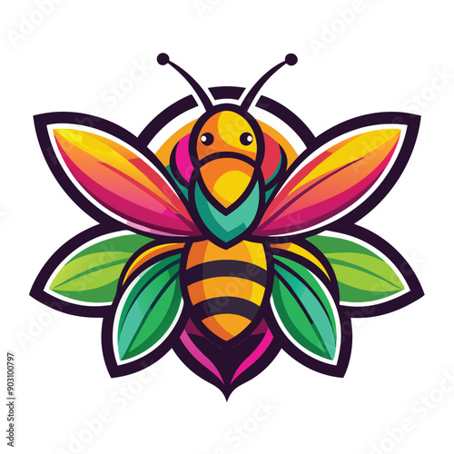 A vibrant and eye catching leaf bee logo design vector download