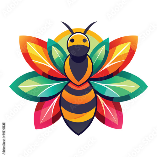 A vibrant and eye catching leaf bee logo design vector download