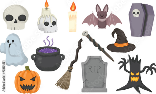 set of halloween elements