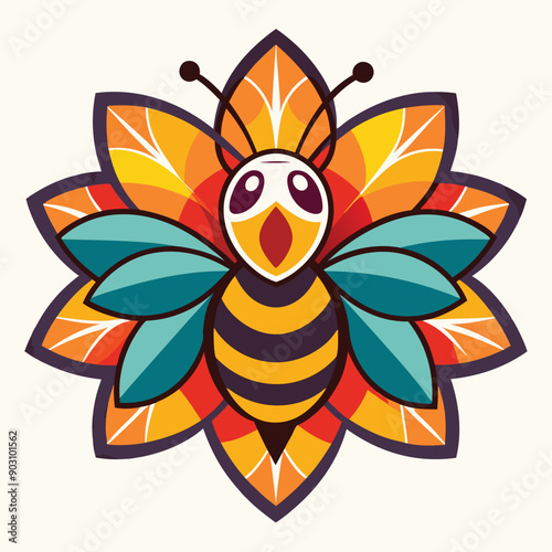 A vibrant and eye catching leaf bee logo design vector download