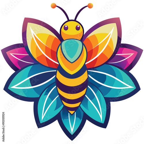 A vibrant and eye catching leaf bee logo design vector download