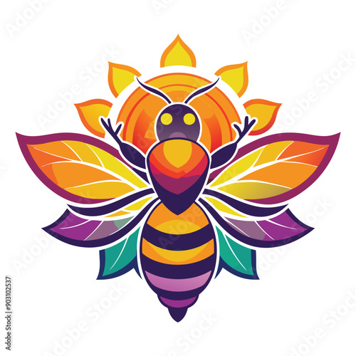 A vibrant and eye catching leaf bee logo design vector download