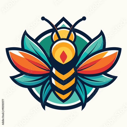 A vibrant and eye catching leaf bee logo design vector download