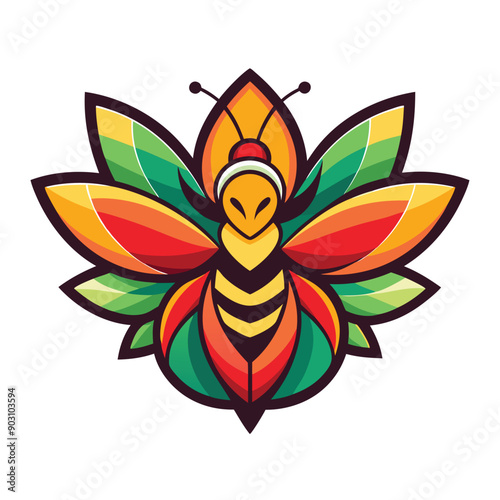 A vibrant and eye catching leaf bee logo design vector download