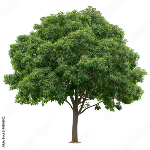 Large Osage Orange Tree Isolated on White Background photo