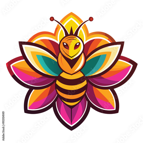 A vibrant and eye catching leaf bee logo design vector download