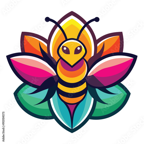 A vibrant and eye catching leaf bee logo design vector download