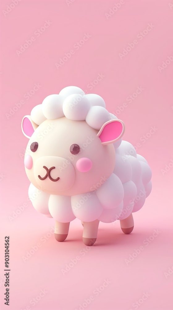 Tiny cute isometric sheep plush emoji, soft smooth lighting, with soft pastel colors, 3d icon clay render on pink background Tiny cute isometric sheep plush emoji, soft smooth lighting, with soft pastel colors, 3d icon clay render on pink background