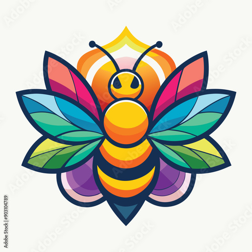 A vibrant and eye catching leaf bee logo design vector download