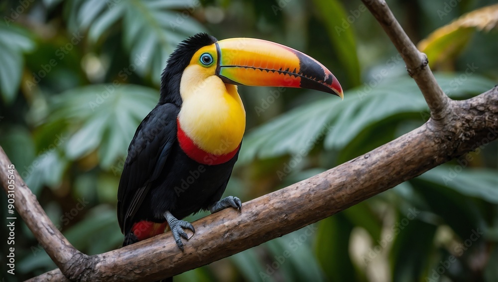 Obraz premium a toucan sitting on a tree branch
