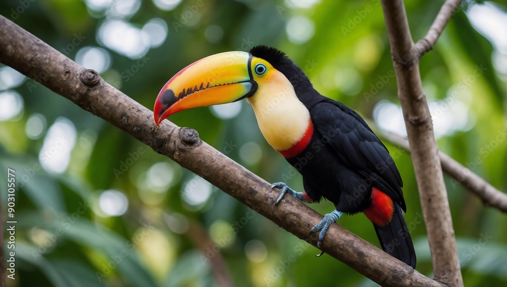 Obraz premium a toucan sitting on a tree branch