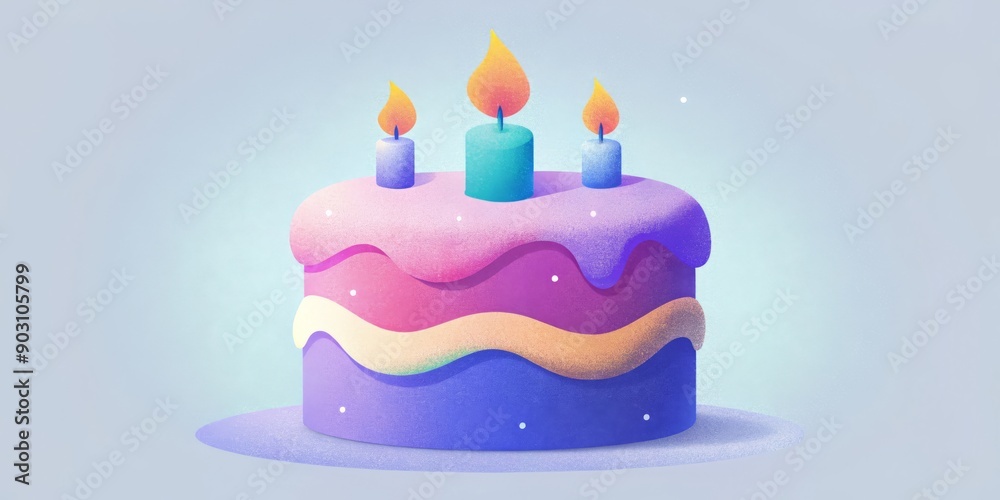 A Vibrant and Colorful Birthday Cake Topped with Candles A Vibrant and Colorful Birthday Cake Topped with Candles