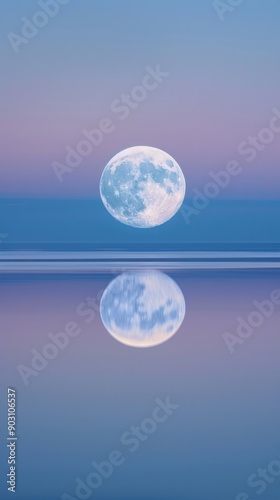 Wallpaper Mural A full moon reflected in a still body of water creating a serene and mystical scene Torontodigital.ca