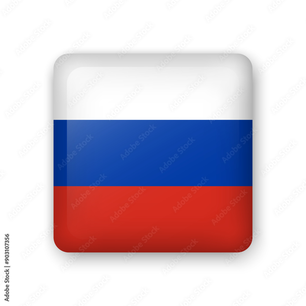 Russia flag glass icon. Square vector element with shadow. Best for mobile apps, UI and web design. Russia flag glass icon. Square vector element with shadow. Best for mobile apps, UI and web design.