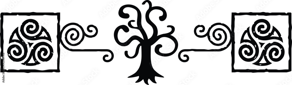 Celtic Tribal Spiral Header - Tree Silhouette Celtic Tribal Spiral Header - Tree Silhouette