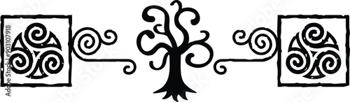 Celtic Tribal Spiral Header - Tree Silhouette