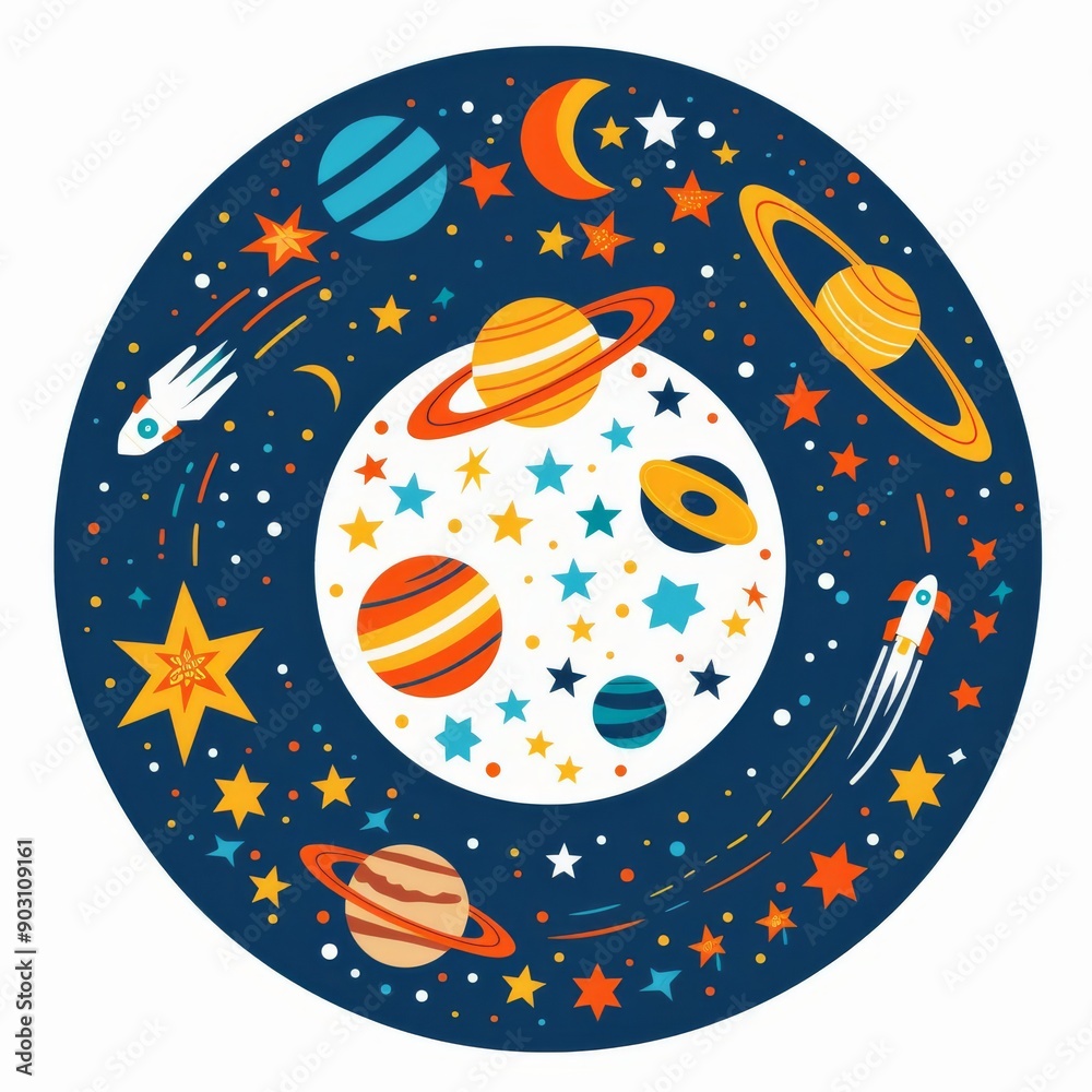 Star lifecycle, educational space elements, flat design illustration, developmental, isolated on white background Star lifecycle, educational space elements, flat design illustration, developmental, isolated on white background