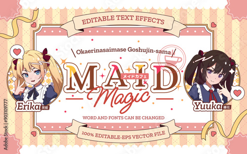 Japanese anime vtuber maid colorful text effects