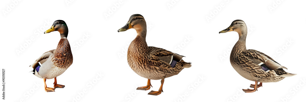 Set of duck standing calmly isolated on transparent background  (2)