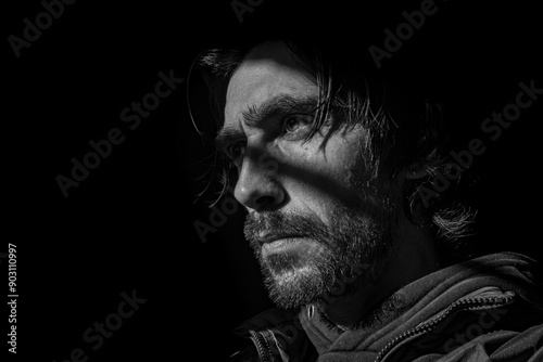 rostro de hombre en fondo negro 