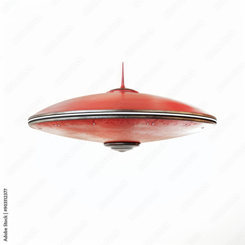 Medium shot of UFO, isolated on a white background, bright and vivid tonality Medium shot of UFO, isolated on a white background, bright and vivid tonality