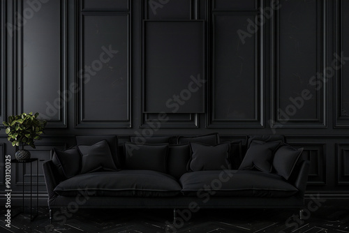 Minimalist Modern Living Room with Black Sofa and Contemporary Decor Creating a Stylish Home Interior