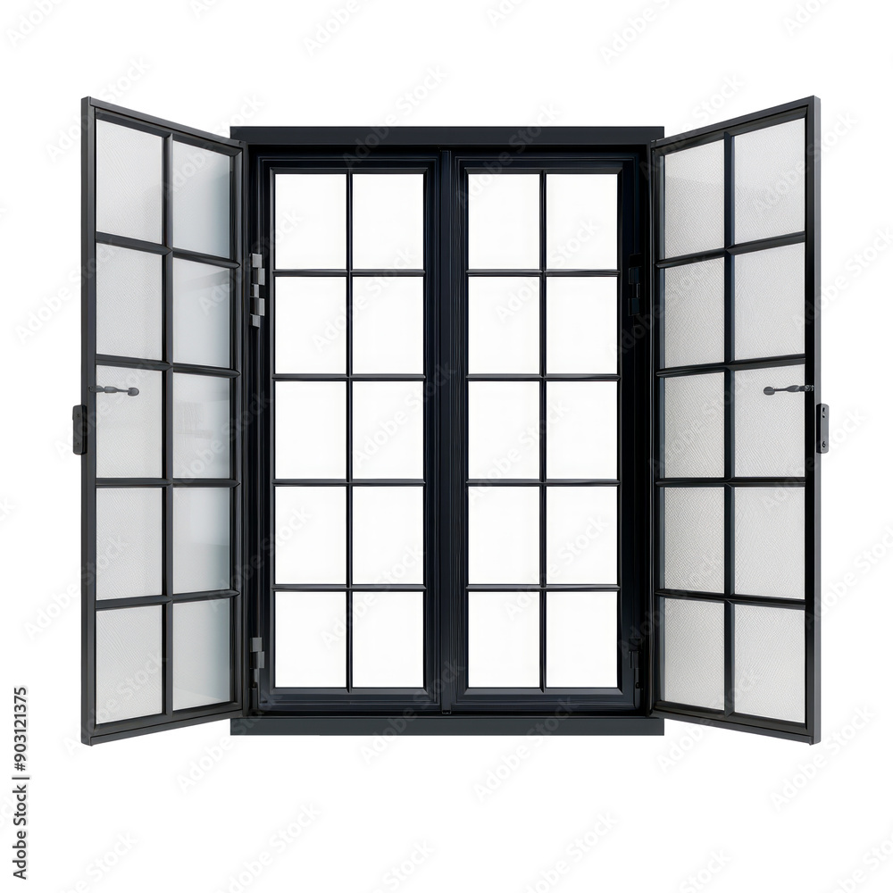 Black metallic window. Isolated on transparent background. Black metallic window. Isolated on transparent background.