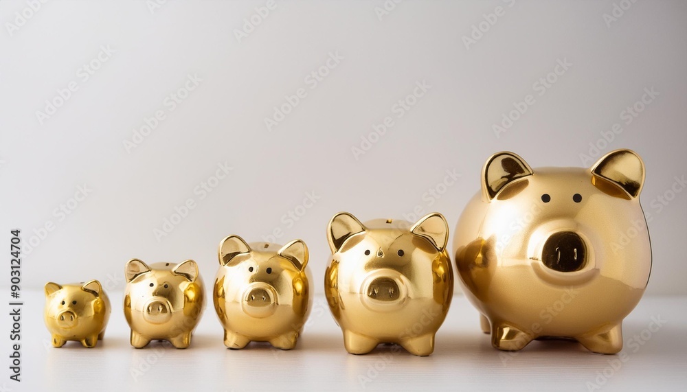 Pig piggy bank of different sizes meaning increase in wealth Pig piggy bank of different sizes meaning increase in wealth
