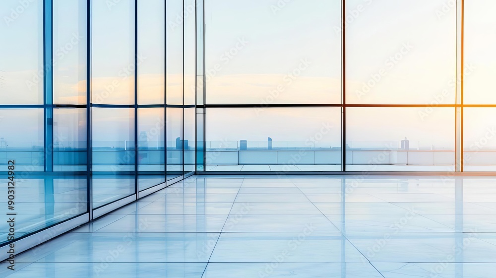 Fototapeta premium Smooth glass wall with subtle reflections, minimal texture, modern architecture