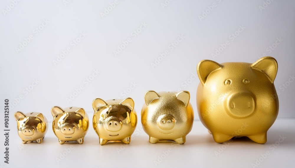 Pig piggy bank of different sizes meaning increase in wealth Pig piggy bank of different sizes meaning increase in wealth